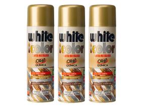 Kit 3 tinta spray dourado white color 340ml uso geral