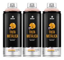 Kit 3 Tinta Spray Metálica Pro Rose Gold Brilhante Mtn 400ml