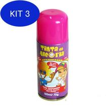 Kit 3 Tinta Spray Para Cabelo 120ml Rosa - Festaria
