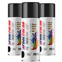 Kit 3 Tinta Spray Preto Fosco Tool Color 400ml 250g