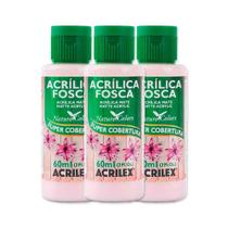 Kit 3 Tintas Acrílica Fosca 60ml Rosa Bebê 813 Acrilex