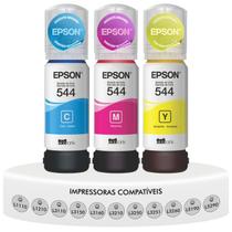 Kit 3 Tintas Coloridas Ciano Magenta Amarelo Original Epson T544 Compatível L1210 L3110 L3150 L3210 L3250 L3260 L5190