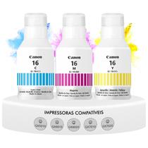 Kit 3 Tintas Coloridas Original Canon Gi16 Magenta Amarela Ciano Compatível GX5010 GX6010 GX7010 GX6020 GX7020