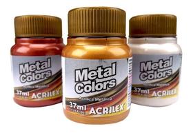 Kit 3 Tintas Metal Colors Acrilex