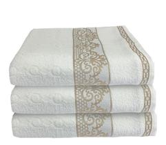 Kit 3 Toalha De Banho Jacquard Branca Hotel Salão Spa Ohana Kit 3 Toalha De Banho Jacquard Branca Hotel Salão Spa Ohana