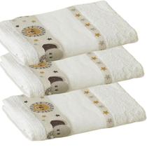 Kit ( 3 ) Toalha de Banho KazzaVip Infantil 100% Algodão Jacquard Barra para Bordar Funny Branco Off-White Kit ( 3 ) Toalha de Banho KazzaVip Infantil 100% Algodão Jacquard Barra para Bordar Funny Branco Off-White