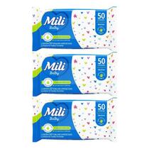 Kit 3 Toalha Umedecida Mili Baby De 50 Unidades- Mili Kit 3 Toalha Umedecida Mili Baby De 50 Unidades- Mili