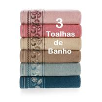 Kit 3 Toalhas De Banho Flora Extra Maciez Karsten