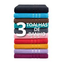 Kit 3 Toalhas de Banho Grécia Felpuda Macia com 100% algodão Grande Kit 3 Toalhas de Banho Grécia Felpuda Macia com 100% algodão Grande
