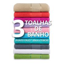Kit 3 Toalhas De Banho P/Bordar Ponto Cruz Algodão Sortidas