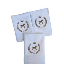 Kit 3 Toalhas de boca Bordada Escolar Lavabo Bebê Dohler Cavalinho