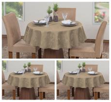 Kit 3 Toalhas De Mesa Luxo Redonda 4 Lugares Sala Jantar Jacquard