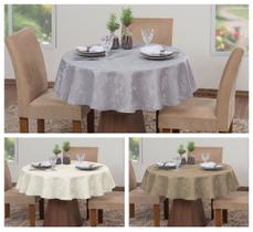 Kit 3 Toalhas De Mesa Luxo Redonda 4 Lugares Sala Jantar Jacquard