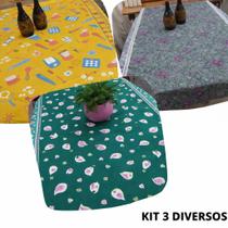Kit 3 toalhas de mesa oxford estampada 1,50 x 1,50 - iii