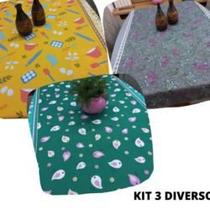 Kit 3 toalhas de mesa oxford estampada 1,50 x 1,50 - iii