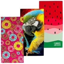 Kit 3 Toalhas de Praia Banhão Teka Málaga 75x150 cm Estampa:DT-AR-ML