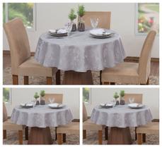 Kit 3 Toalhas Mesa Luxo Redonda Sala Jantar 6 Lugares Jacquard 1,80m