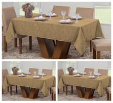 Kit 3 Toalhas Mesa Luxo Retangular Sala Jantar 6 Lugares Jacquard