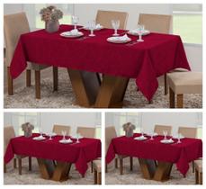 Kit 3 Toalhas Mesa Luxo Retangular Sala Jantar Jacquard 6 Lugares