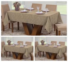 Kit 3 Toalhas Mesa Luxo Retangular Sala Jantar Jacquard 8 Lugares