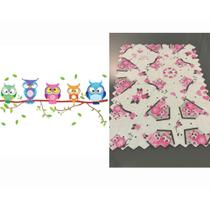Kit 3 Toalhas Para Geladeira + Adesivo Decorativo Corujas Galhos