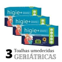 Kit 3 Toalhas Umedecidas Geriátrica Com Óleo de Girassol 80 Unidades Cada- Higie+