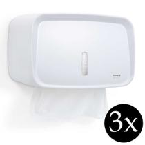 Kit 3 Toalheiro dispenser porta papel toalha interfolha Premisse papeleira branca suporte lavabo bar - Premisse Invoq Compacto
