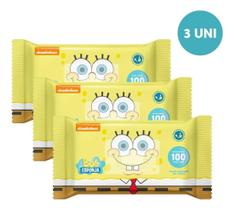 Kit 3 Toalhinhas Umedecidas Bob Esponja 100 Uni