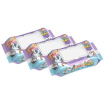 Kit 3 Toalhinhas Umedecidas Turma da Cegonha Tampa FlipFlop 140 Unidades