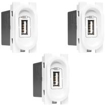 Kit 3 Tomada Carregador Usb Nereya Pial 1500ma Branco Kit 3 Tomada Carregador Usb Nereya Pial 1500ma Branco