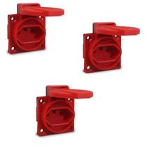 Kit 3 tomada de embutir linha tbsen ind. 2p+t 20a vermelha com tampa - sibratec