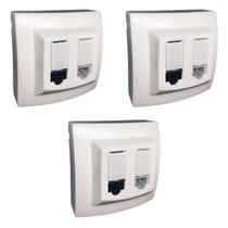 Kit 3 Tomada de Rede RJ45 + Telefone RJ11 Cat5 Pial Legrand