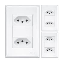 Kit 3 Tomada dupla 10a/250v com placa 4x2 Fame Evidence