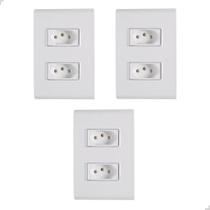 Kit 3 Tomada Dupla 10a 4x2 Branco Embutir Liz Tramontina