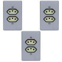 Kit 3 Tomada Dupla 250V Com Placa 10A Pial Legrand 54345
