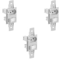 Kit 3 tomada interruptor 2p t 10a 250v branca ref 10821-9