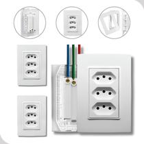 Kit 3 Tomada Tripla 20A Monobloco De Embutir Ilumi Branca Parede Kit 3 Tomada Tripla 20A Monobloco De Embutir Ilumi Branca Parede