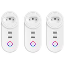 Kit 3 Tomadas Inteligentes LSPA2 Wifi Celular Usb Alexa Google Home 10a