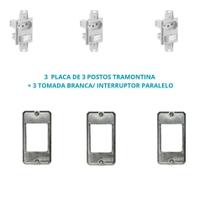Kit 3 tomadas interruptor 2 t 10a 250v+ 3 tampas 3 postos 3/4 Kit 3 tomadas interruptor 2 t 10a 250v+ 3 tampas 3 postos 3/4