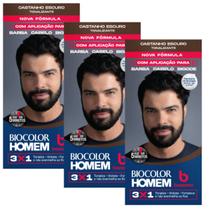 Kit 3 Tonalizante Biocolor Homem Castanho Escuro - Bozzano