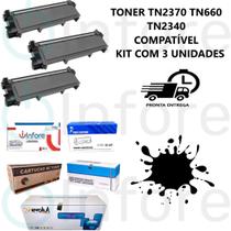 Kit 3 Toner Compatível TN2370 TN2340 TN660 L2320D HL2300D L2520 2360DW 2740Dw CPL2520DW L-2520DW