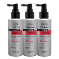 Kit 3 Tônico Capilar Antiqueda Crescer Cabelo Estimula o Crescimento 100ml Eudora Siàge Men