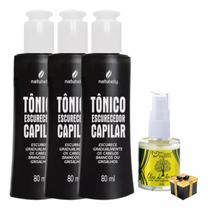 Kit 3 Tônico Escurecedor Capilar Natubelly 80ml + Óleo de Argam Marroquino