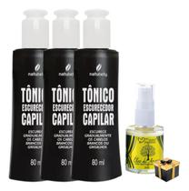 Kit 3 Tônico Escurecedor Capilar Natubelly 80ml + Óleo de Argan Marroquino