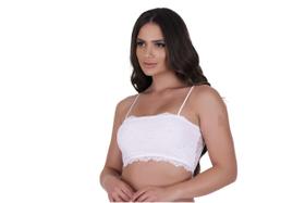 Kit 3 Top Academia Feminino Cropped Faixa de Renda Alcinha sem Bojo