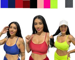 Kit 3 top alça fina sem bojo feminino academia TB modafitness Kit 3 top alça fina sem bojo feminino academia TB modafitness