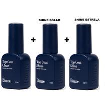 Kit 3 Top Coat Bluwe Clear + Estrela + Solar de 11ml Kit 3 Top Coat Bluwe Clear + Estrela + Solar de 11ml