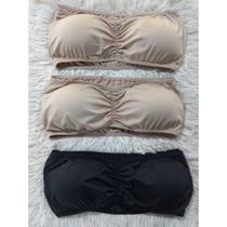 Kit 3 Top Faixa Cropped Sutiã sem alça Confortável Bojo Removível