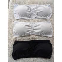 Kit 3 Top Faixa Cropped Sutiã sem alça Confortável Bojo Removível