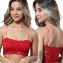 Kit 3 Top Faixa Renda Com Bojo Cropped Rendado Alcinha Moda